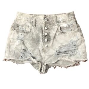 Tularose Emma High Rise Gray Tie Dye Button Fly Shorts Size 25